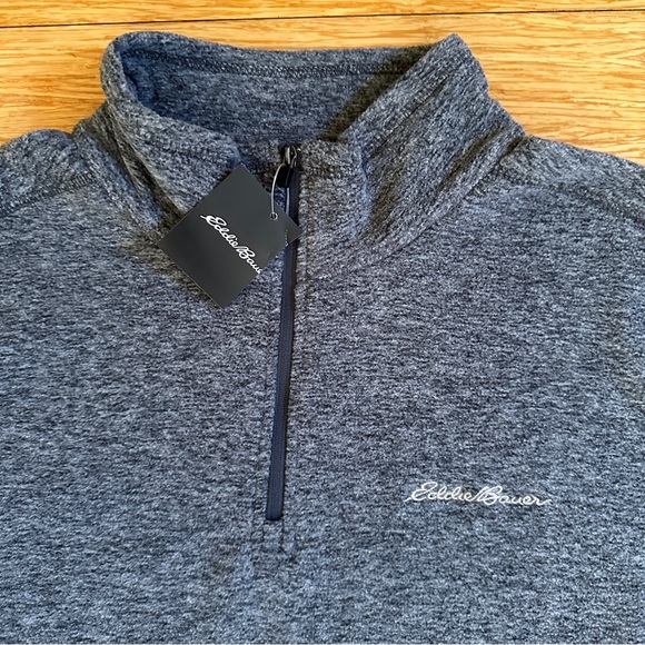 NWT! Men's Eddie Bauer Gray 1/4 Zip Fleece Sweater Size Medium - Picture 3 of 8